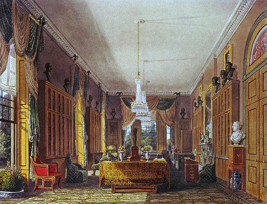The Queen''s Library, Frogmore, Pyne''s ''Royal Residences'' de William Henry Pyne