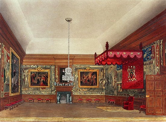 The Throne Room, Hampton Court from Pyne''s ''Royal Residences'' de William Henry Pyne