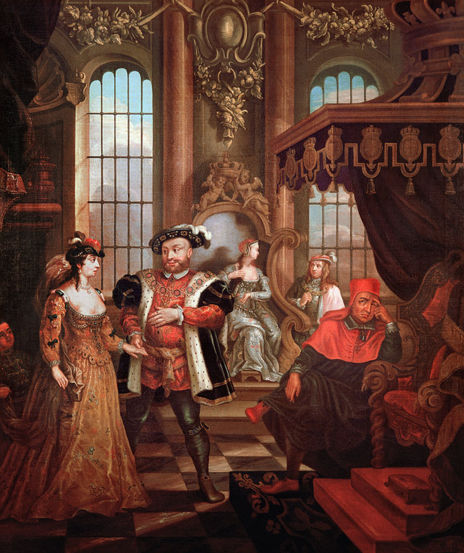Henry VIII (1491-1547) introducing Anne Boleyn at court de William Hogarth