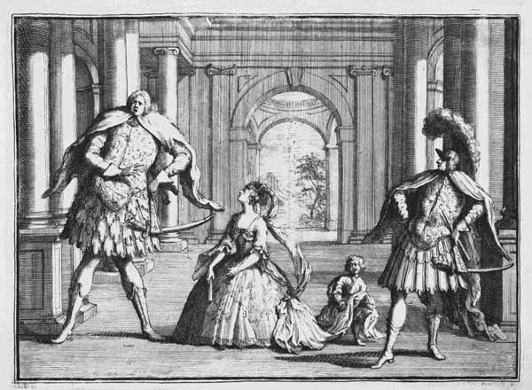 Farinelli, Cuzzoni and Senesino in Handel''s ''Flavio'', c.1728 de William Hogarth