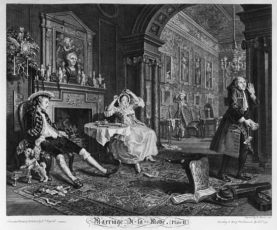 Marriage a la Mode, Plate II, The Tete a Tete de William Hogarth