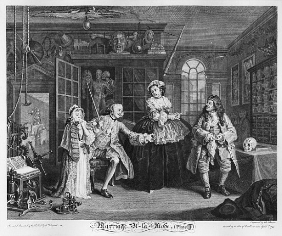 Marriage a la Mode, Plate III, The Inspection de William Hogarth