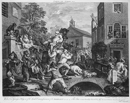 The Election, Chairing the Member de William Hogarth