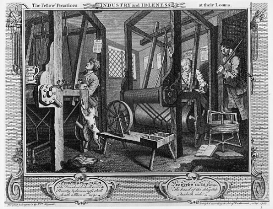 The Fellow ''Prentices at their Looms, plate I of ''Industry and Idleness'' de William Hogarth