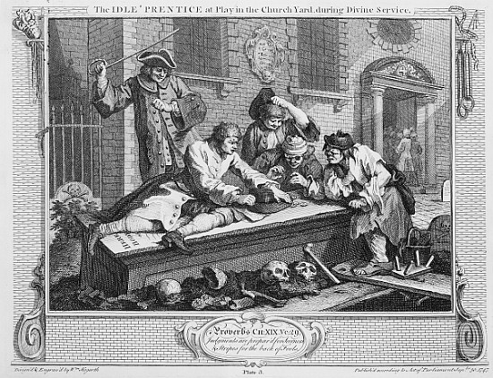 The Idle ''Prentice at Play in the Church Yard During Divine Service, plate III of ''Industry and Id de William Hogarth