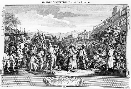 The Idle ''Prentice Executed at Tyburn, plate XI of ''Industry and Idleness'' de William Hogarth