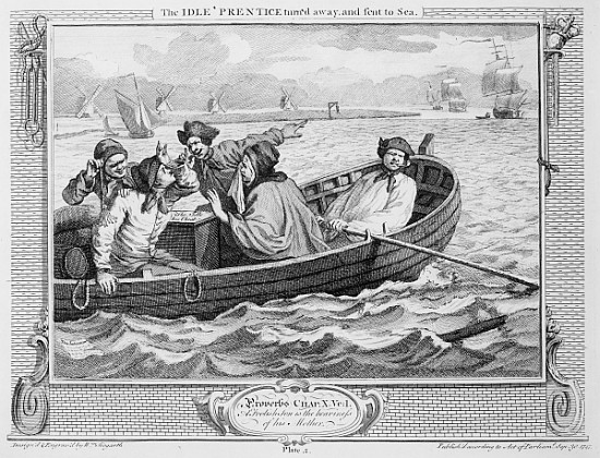 The Idle ''Prentice Turned Away and Sent to Sea, plate V of ''Industry and Idleness'' de William Hogarth