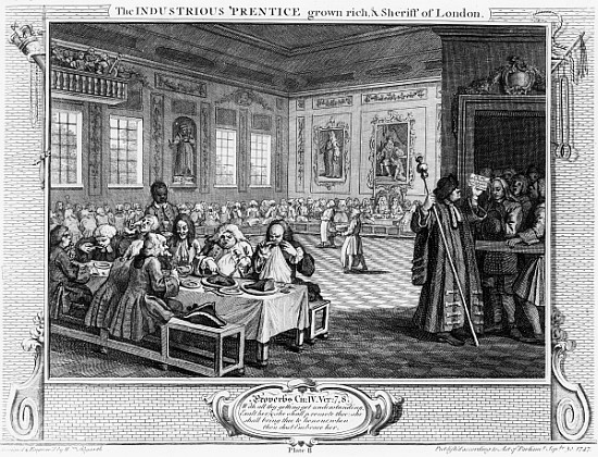 The Industrious ''Prentice Grown Rich, and Sheriff of London, plate VIII of ''Industry and Idleness' de William Hogarth