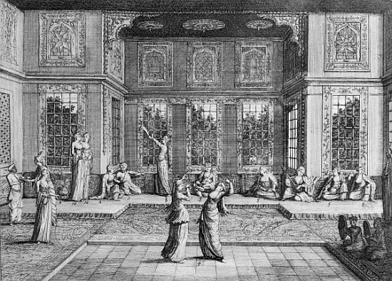 Women dancing in the Harem, from ''Voyages de Sr A. de la Motraye en Europe, Asie et Afrique'', publ de William Hogarth