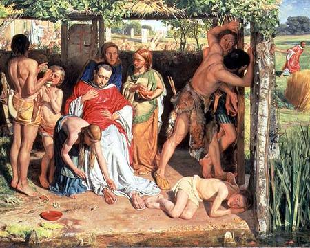 A Converted British Family Sheltering a Christian Priest from the Persecution of the Druids de William Holman Hunt