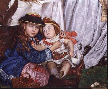 Lady Fairbairn with her Children, detail of Constance and James de William Holman Hunt