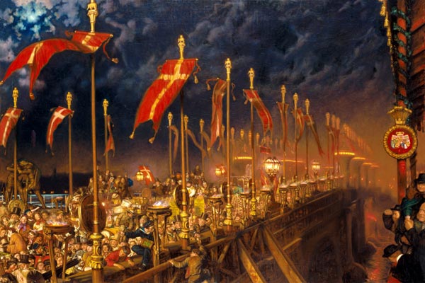London Bridge on the Night of the Marriage of the Prince and Princess of Wales de William Holman Hunt