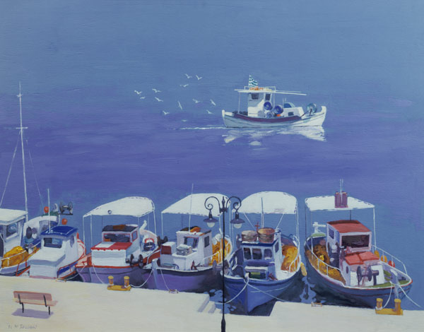 Greek Fishing Boats (oil on board)  de William  Ireland