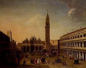 Venice, Markusplatz with numerous figures de William James (Umkreis)