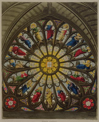 The North Window, plate D from 'Westminster Abbey', engraved by Frederick Christian Lewis (1779-1856 de William Johnstone White