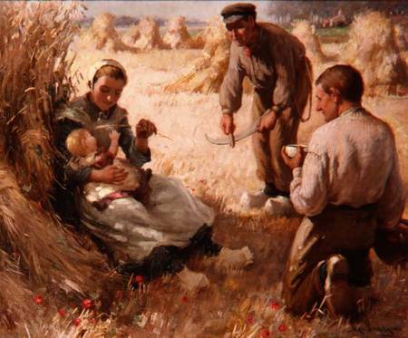 Mother and Child with Harvesters de William Kay Blacklock
