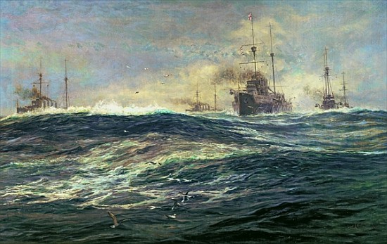 1st Battle Squadron of Dreadnoughts Steaming down the Channel in 1911 de William Lionel Wyllie