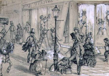 London Street Scene illustration to 'Twice Round the Clock' by George Augustus Sala (1828-96) de William McConnell