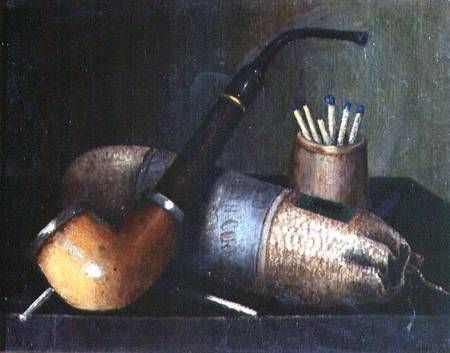 Still Life of Pipe Tobacco and Matches de William Michael Harnett