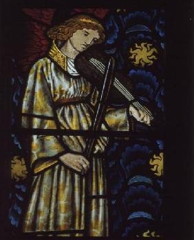 Angel with a violin, stained glass window designed