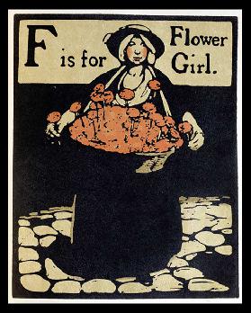 F is for Flower Girl, illustration from An Alphabet, published by William Heinemann, 1898