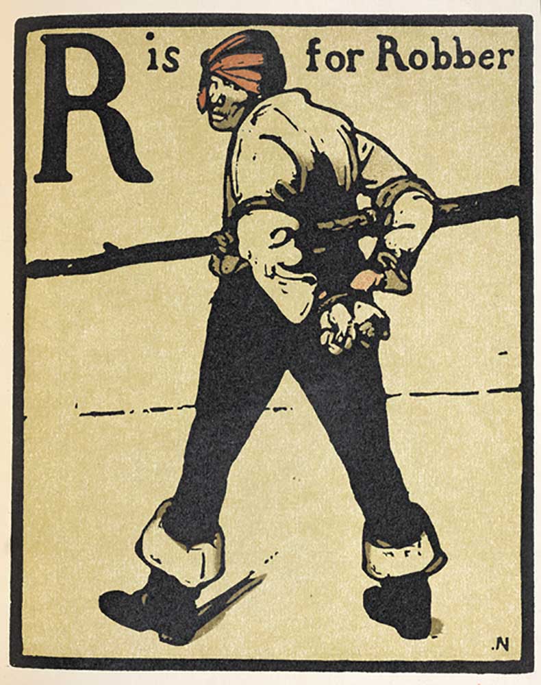 R is for Robber, illustration from An Alphabet, published by William Heinemann, 1898 de William Nicholson