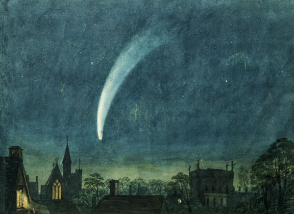 Donati's Comet over Balliol College (w/c with scratching out on paper) de William of Oxford