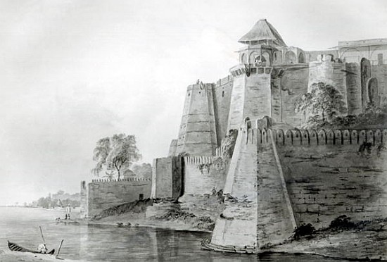Fort on the Yamuna River, India (pencil & w/c on paper) de William Orme