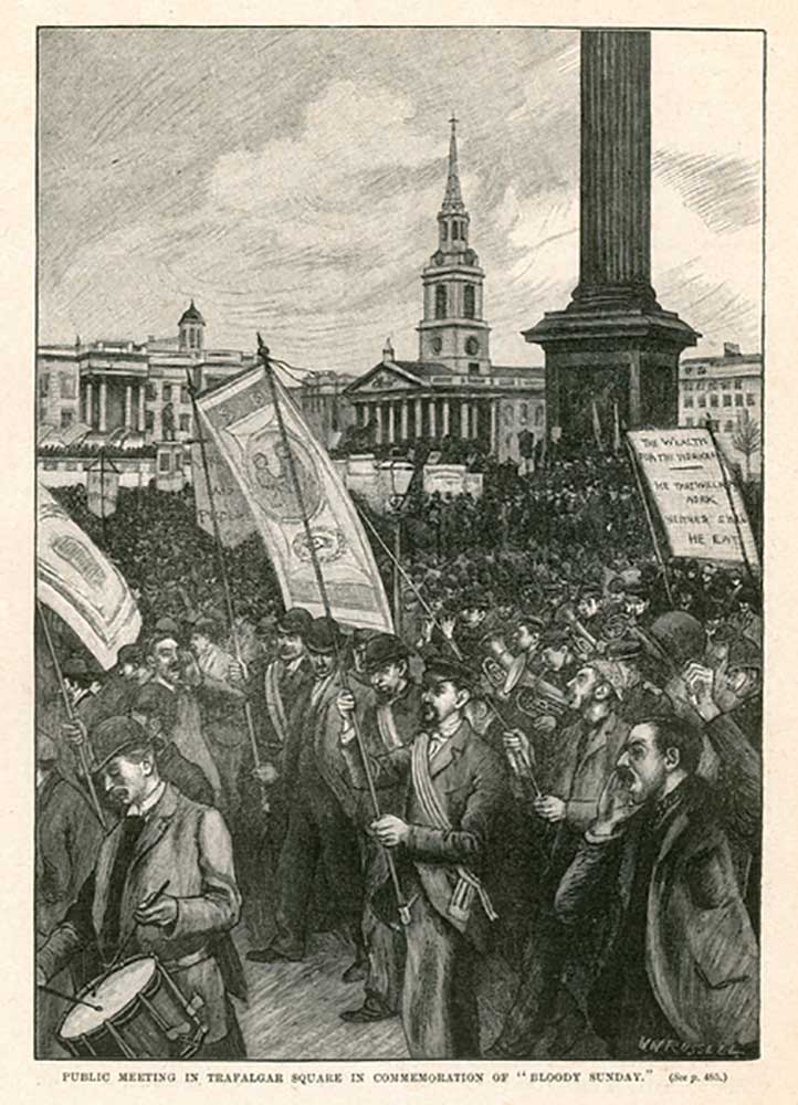 Public meeting in Trafalgar Square in commemoration of Bloody Sunday de William Russell