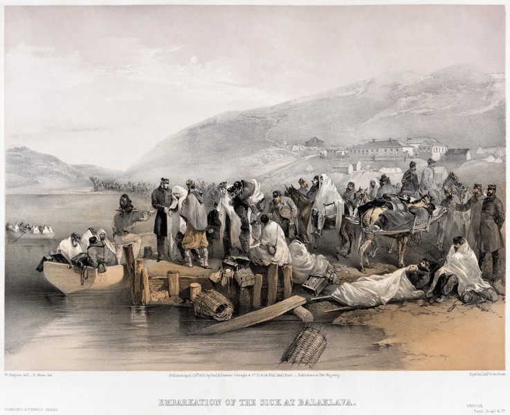 The Embarkation of the sick at Balaklava de William Simpson