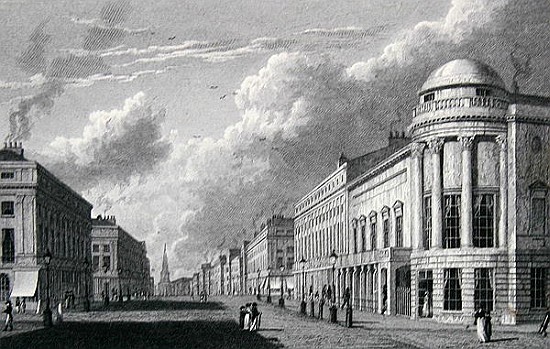 Regent Street, with the Argyle Rooms; engraved by Charles Heath de William Westall