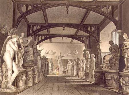 The Statue Gallery, illustration from the 'History of Oxford', engraved by Frederick Christian Lewis de William Westall