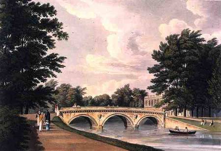 Trinity College Bridge, Cambridge, from 'The History of Cambridge', engraved by Joseph Constantine S de William Westall