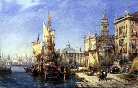 The Riva degli Schiavoni, Venice  on de William Wyld