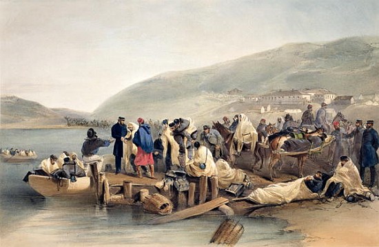 The Embarkation of the Sick at Balaklava, plate from ''The Seat of War in the East'', published by   de William 'Crimea' Simpson