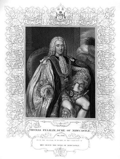 Portrait of Thomas Pelham-Holles, 1st Duke of Newcastle de William the Younger Holl
