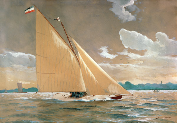Die Segelyacht Henny III. des Malers de Willy Stöwer