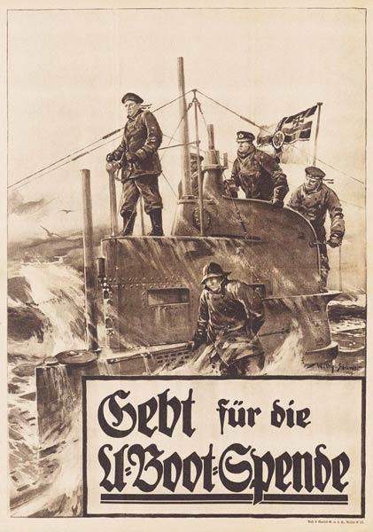 Give to the Submarine Donation. Poster de Willy Stöwer