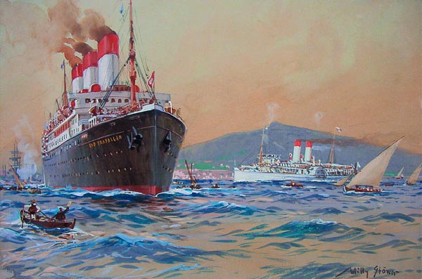 Der Dampfer "Cap Trafalgar" der Hamburg-Südamerikanisch. Gesellschaft de Willy Stöwer