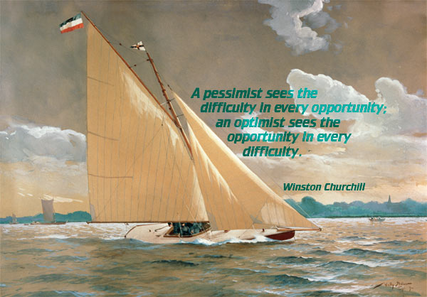Die Segelyacht Henny III. des Malers mit Worten von Winston Churchill de Willy Stöwer
