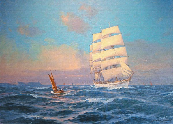 Das Schulschiff  "Prinzess Eitel Friedrich" vor Cap Arcona de Willy Stöwer