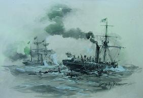 Seegef. zwischen Kanonenboot "Meteor"u.dem franz.Aviso"Bouvet" 9.11.1870