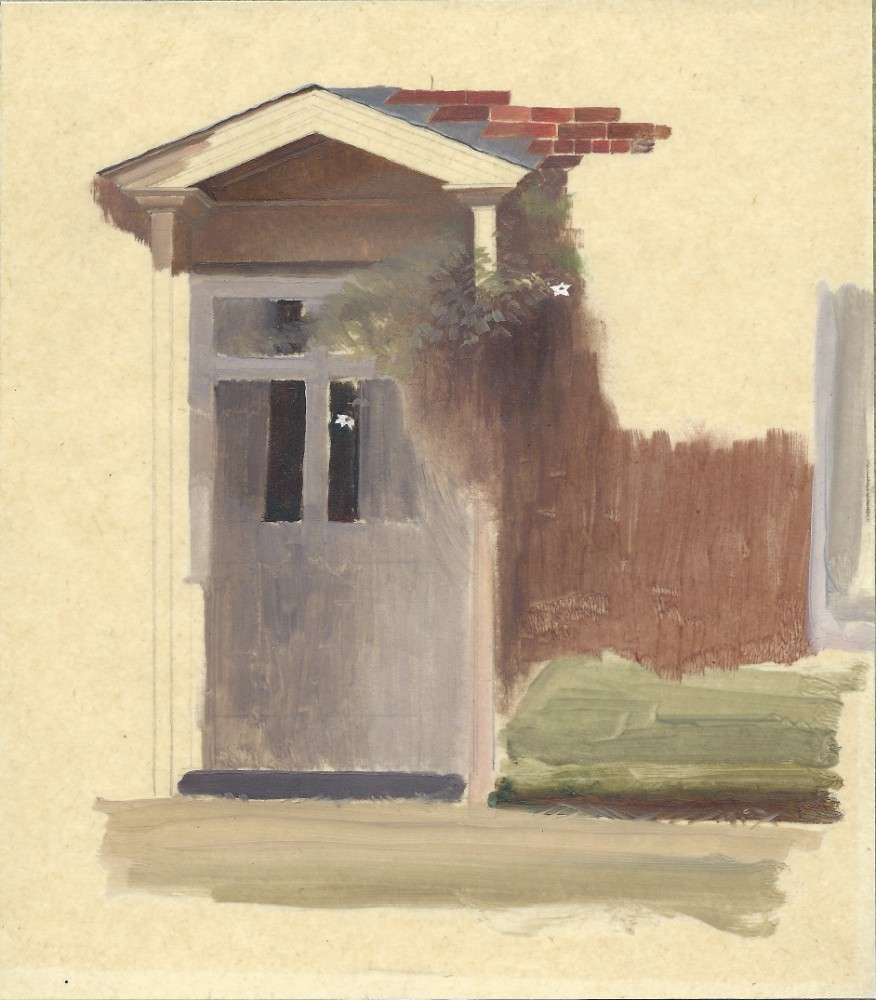 The front door of Line Holt Farm House de Winifred Knights