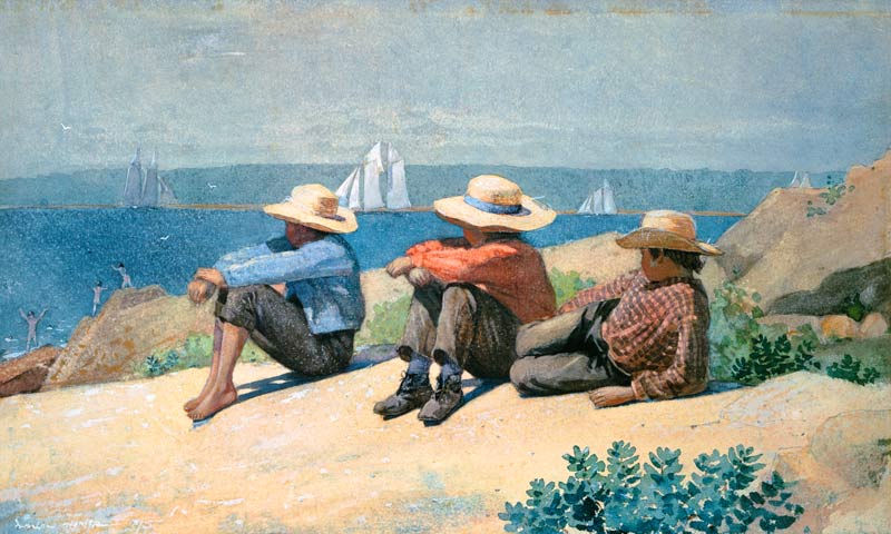 Boys on the sea beach. de Winslow Homer
