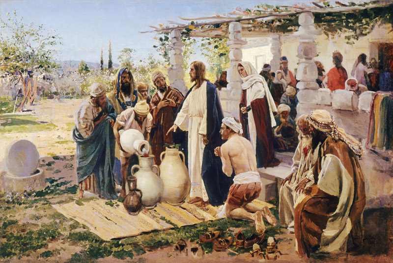 The Miracle of Turning Water into Wine at Cana de Wladimir Jegorowitsch Makowski