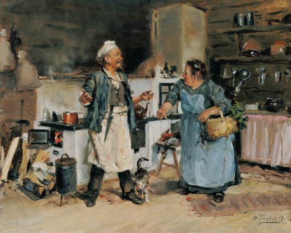 Quarrel in the kitchen de Wladimir Jegorowitsch Makowski