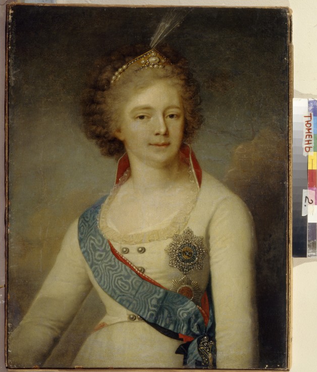 Portrait of Empress Maria Feodorovna (1759-1828) in the Chevalier Guard uniform de Wladimir Lukitsch Borowikowski