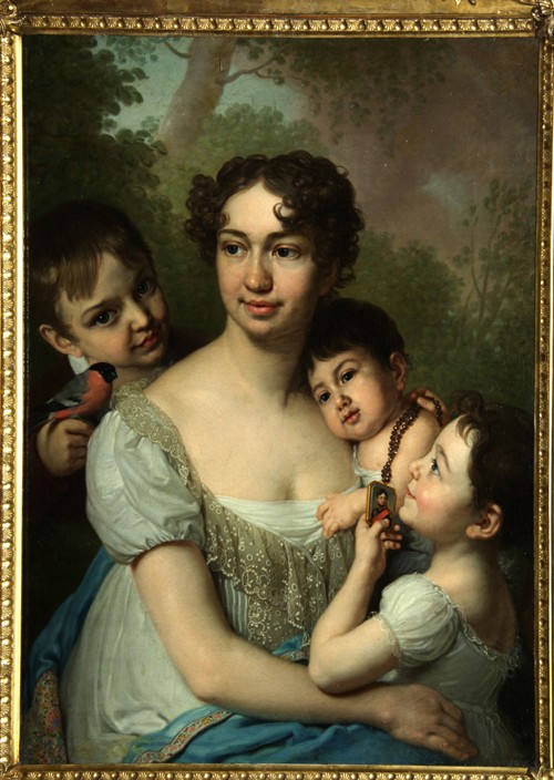 Portrait of Yelena Balashova with Children de Wladimir Lukitsch Borowikowski