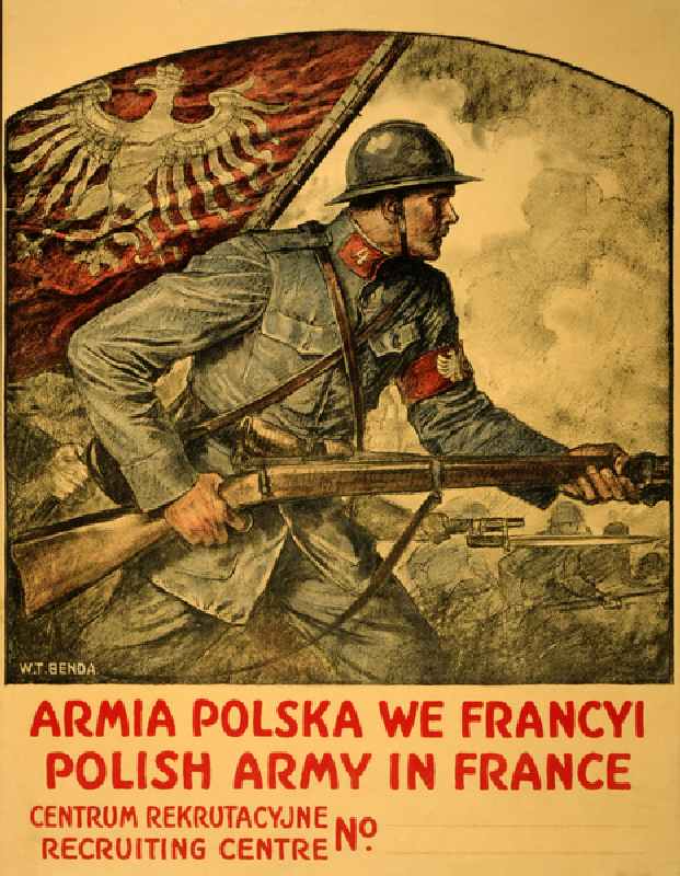 Armia Polska We Francyi, c.1917 (colour litho) de Wladislaw Theodore Benda