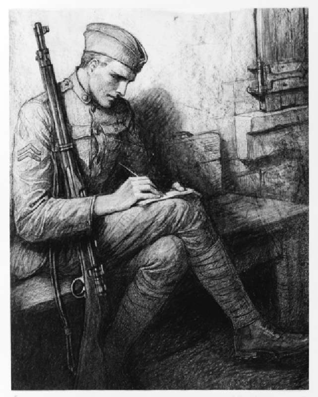 Writing a letter, c.1919 (litho) de Wladislaw Theodore Benda